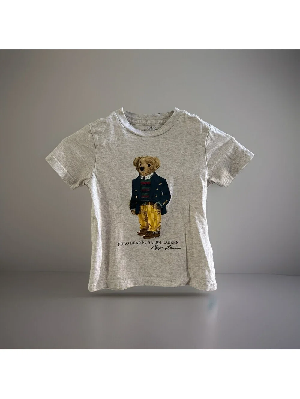 Polo Ralph Lauren Bear T-Shirt Kids 4T Gray Graphic Short Sleeve Cotton Tee